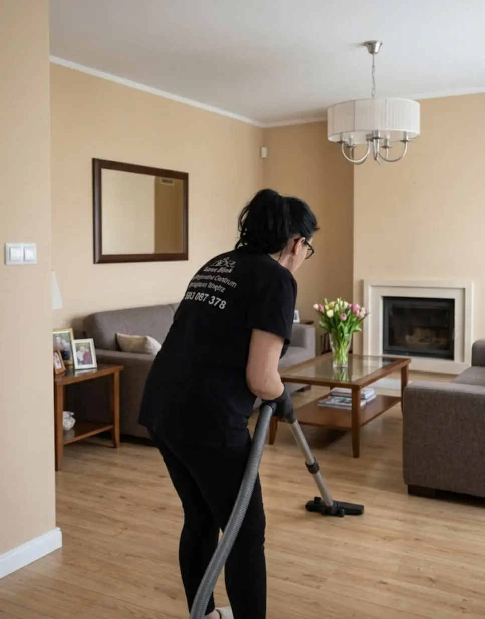 Sprzątaczka odkurzająca drewnianą podłogę – pielęgnacja i utrzymanie czystości podłóg w domu